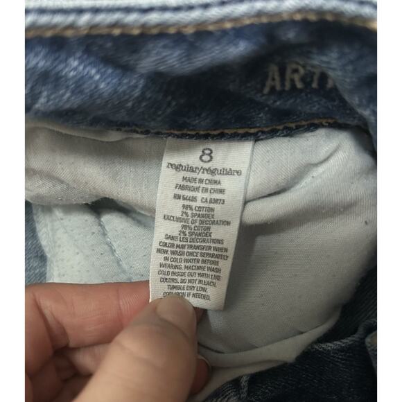 American Eagle Y2K Women’s Denim Blue Artist Flare Stretch Low Rise Jeans Sz 8 - Picture 5 of 7